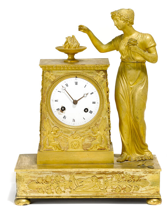 Bonhams An Empire gilt bronze mantel clock first quarter 19th century