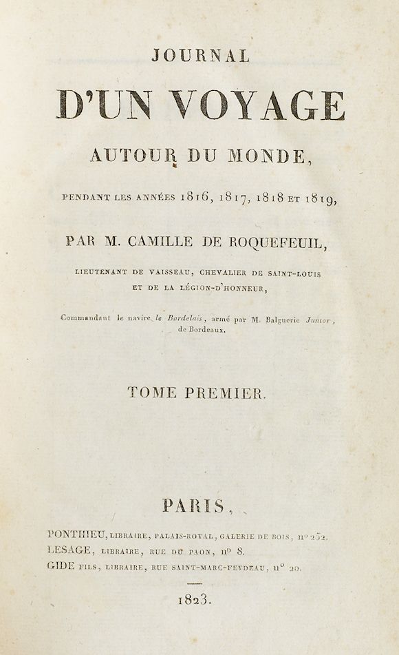 Bonhams ROQUEFEUIL, CAMILLE DE. 17811831. Journal d'un voyage autour