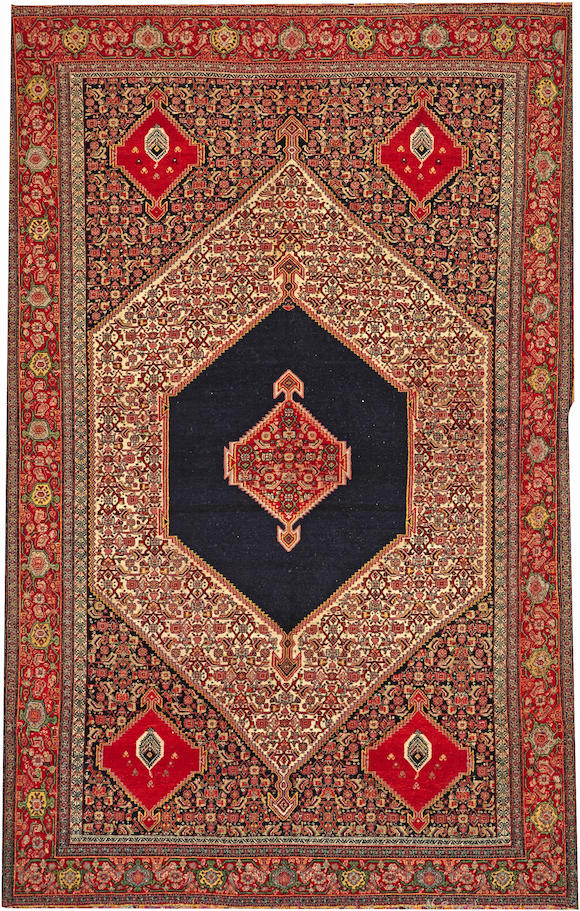 Bonhams A Senneh Haft Rang Rug Central Persia Size Approximately 4ft 5in X 7ft