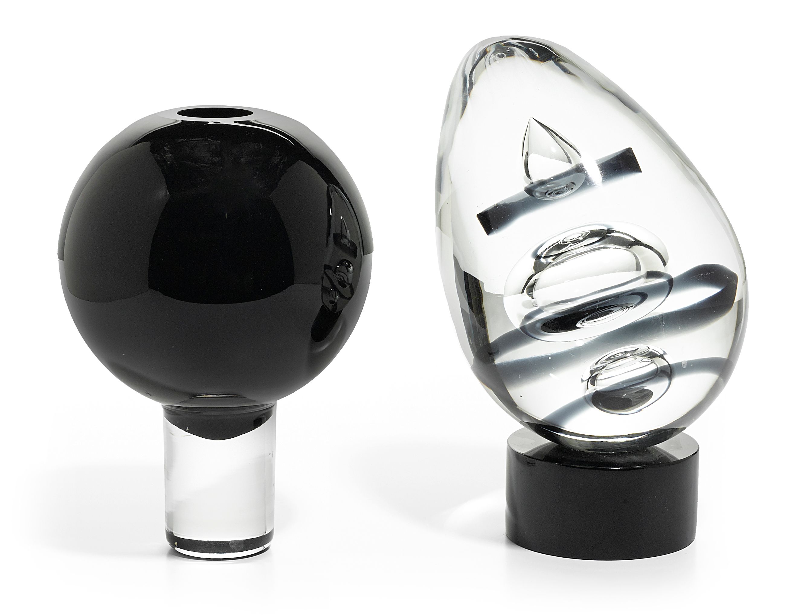 Bonhams A Murano glass eggform sculpture and a Christian Tortu glass