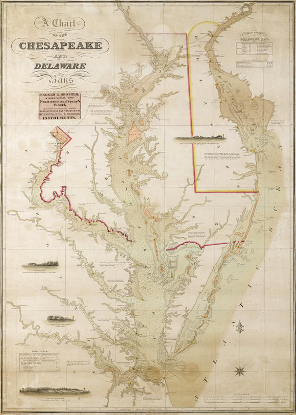 Bonhams : LUCAS, FIELDING. 1781-1854. A Chart of the Chesapeake and ...