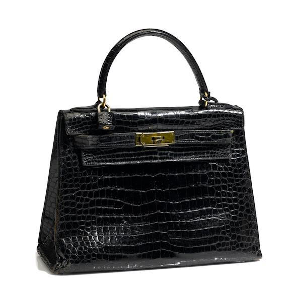 Bonhams : An Hermès black crocodile Kelly handbag