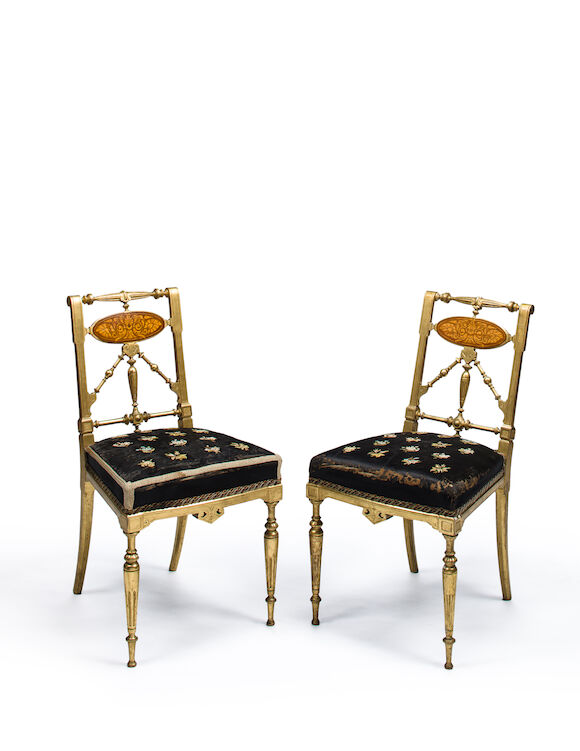 Bonhams : The Beaty family pair of Aesthetic Movement gilt side chairs ...