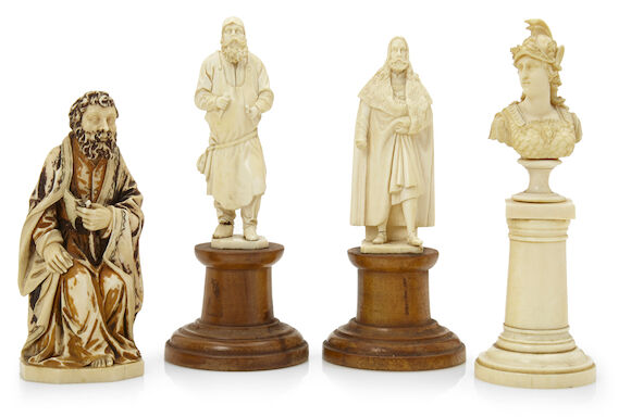 Bonhams : A group of four Continental carved ivory figures late 19th ...
