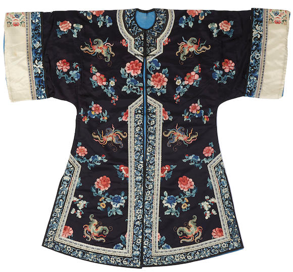 Bonhams : A woman's embroidered midnight blue silk informal overcoat ...