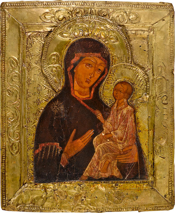 Bonhams : Icon of the Tikhvin Mother of GodNorthern Russia, Old ...