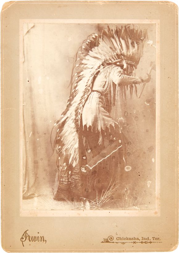 Bonhams KIOWA WAR DANCECHIEF LONE WOLF. Albumen print card, 7