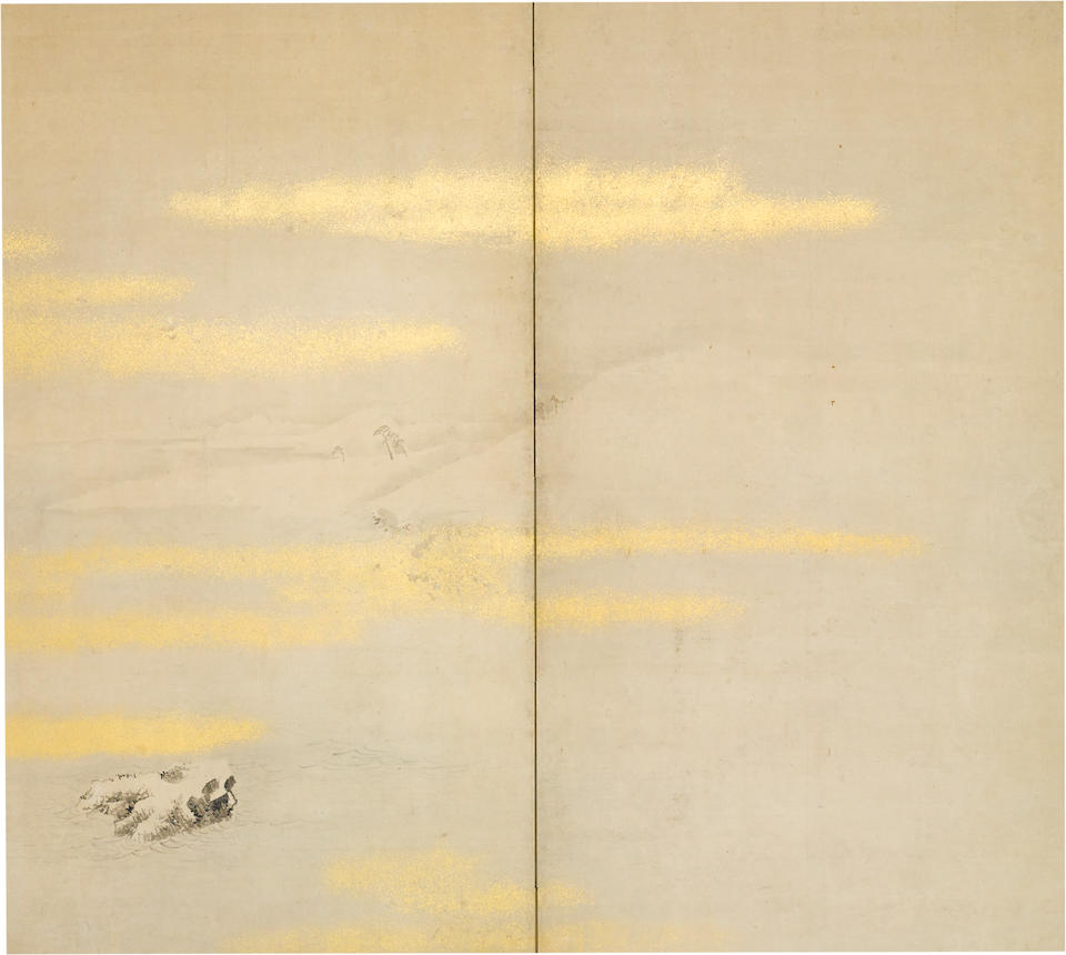 Bonhams : Circle of Maruyama Okyo (1733-95) Winter Landscape with Pine ...