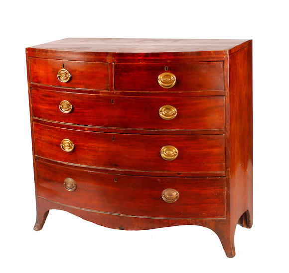 Bonhams A George Iii Mahogany Bow Front Chest Of Drawers Late 18th Century