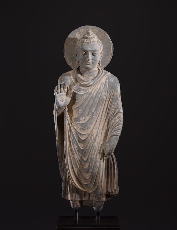 Bonhams : A schist figure of Buddha Ancient region of Gandhara, 3rd/4th ...