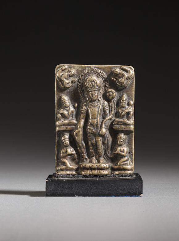 Bonhams : A copper votive tablet of Padmapani Nepal, Licchavi period ...