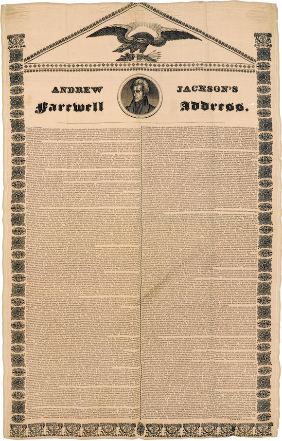 Bonhams JACKSON, ANDREW. 17671845. Andrew Jackson's Farewell Address