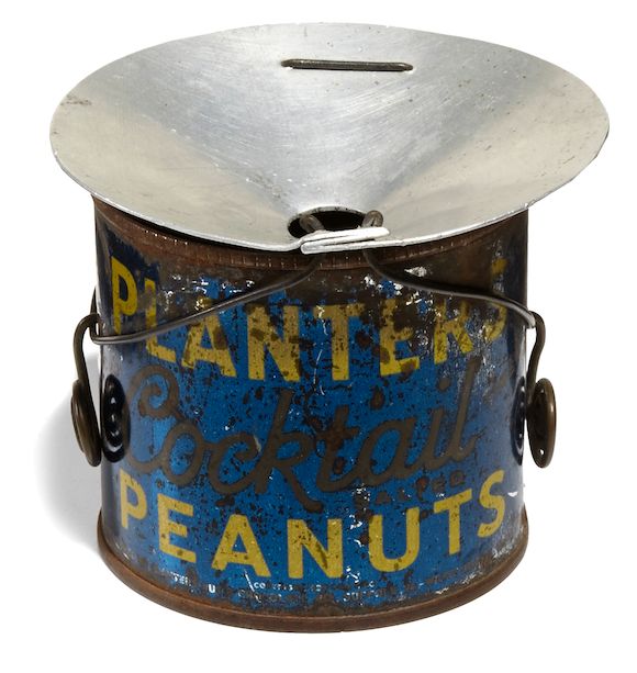 Bonhams Alexander Calder, Planter's Peanuts ashtray, circa 1968, Plater's Peanuts can and tin