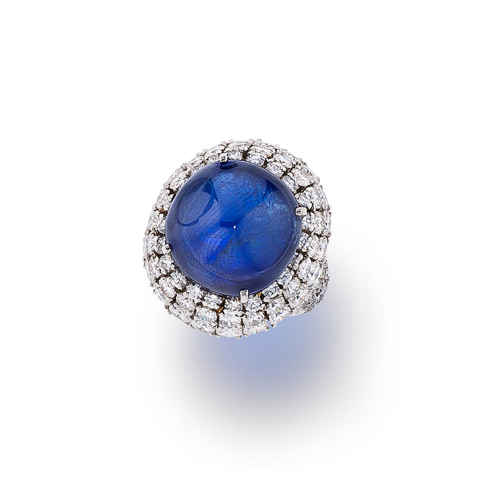Bonhams : A sapphire and diamond ring, David Webb