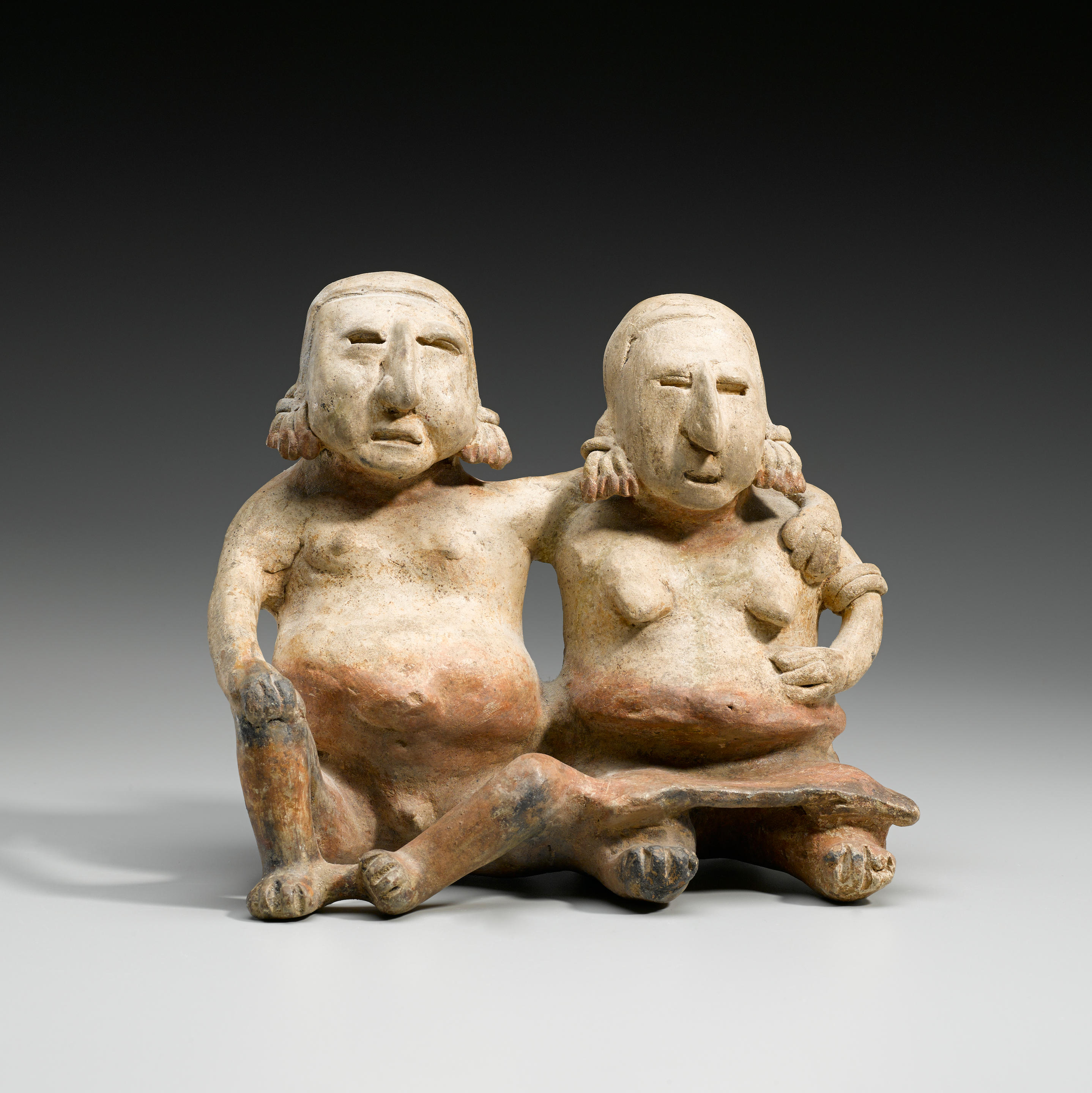 Rare Jalisco Conjoined Seated Couple, Protoclassic, ca. 100 B.C. - A.D. 250