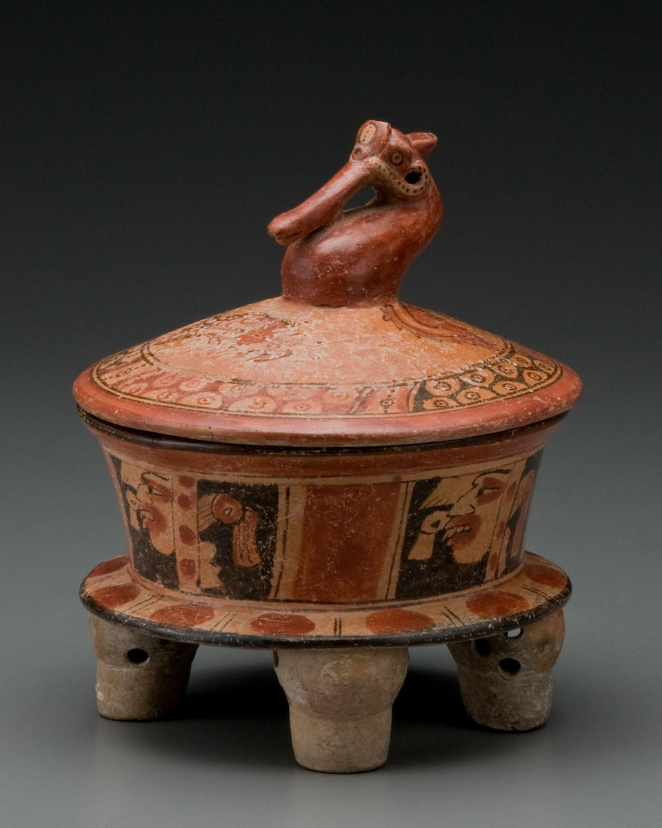 Bonhams : Maya Quadripod Basal-Flanged Bowl with Water Bird Finial on ...