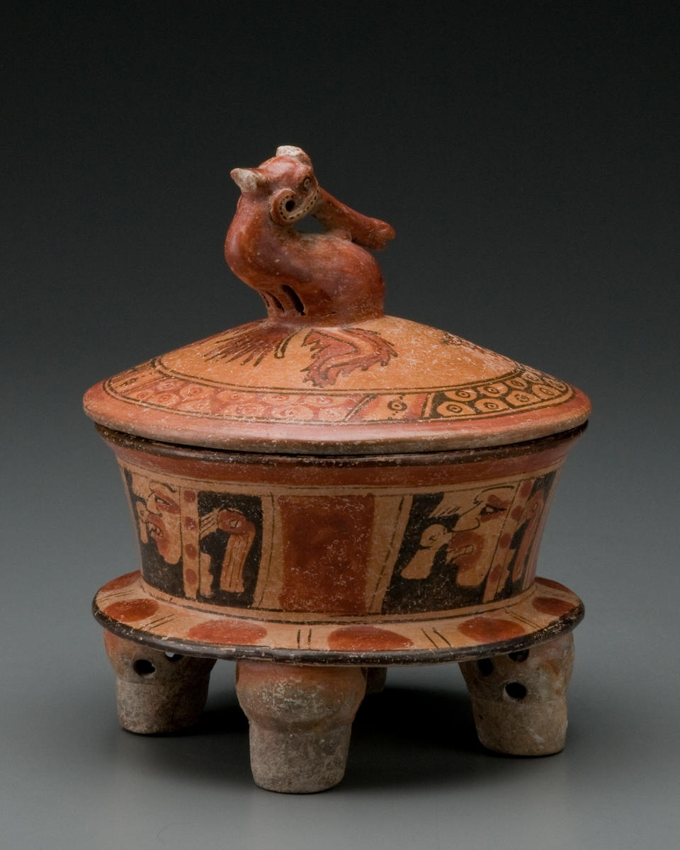 Bonhams : Maya Quadripod Basal-Flanged Bowl with Water Bird Finial on ...