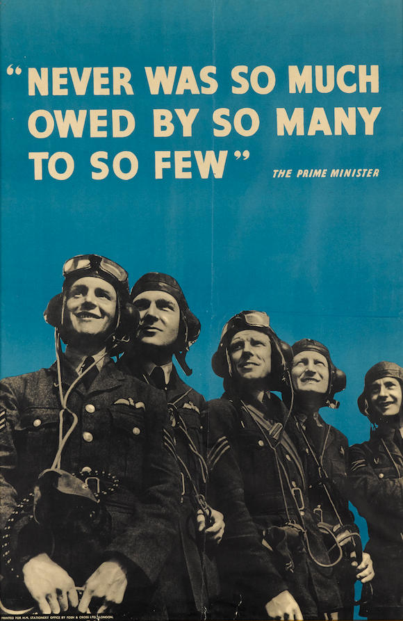 Bonhams : Battle of Britain poster Never Was So Much Owed by So Many to ...