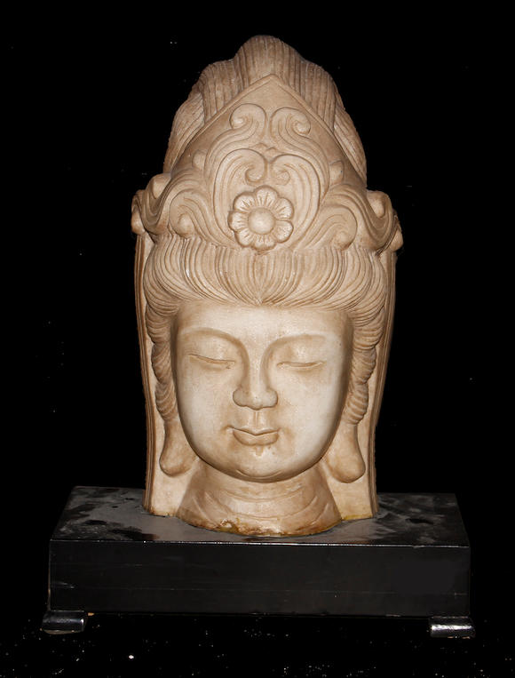 Bonhams : An Asian carved marble head of Guanyin late 20th century