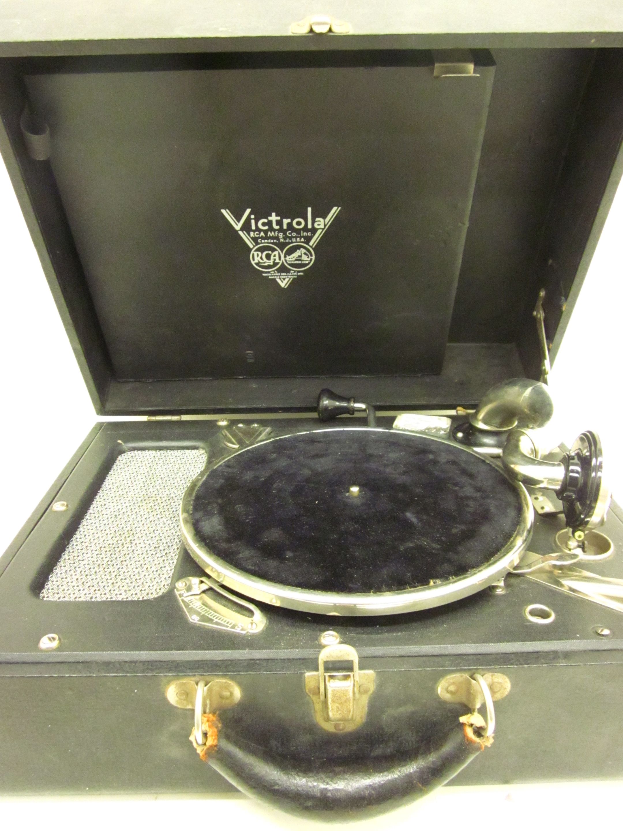 Bonhams Cars A vintage portable Victrola wind up record player by RCA