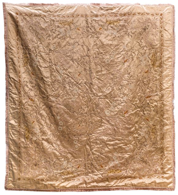 Bonhams : A silk embroidered and metal thread panel