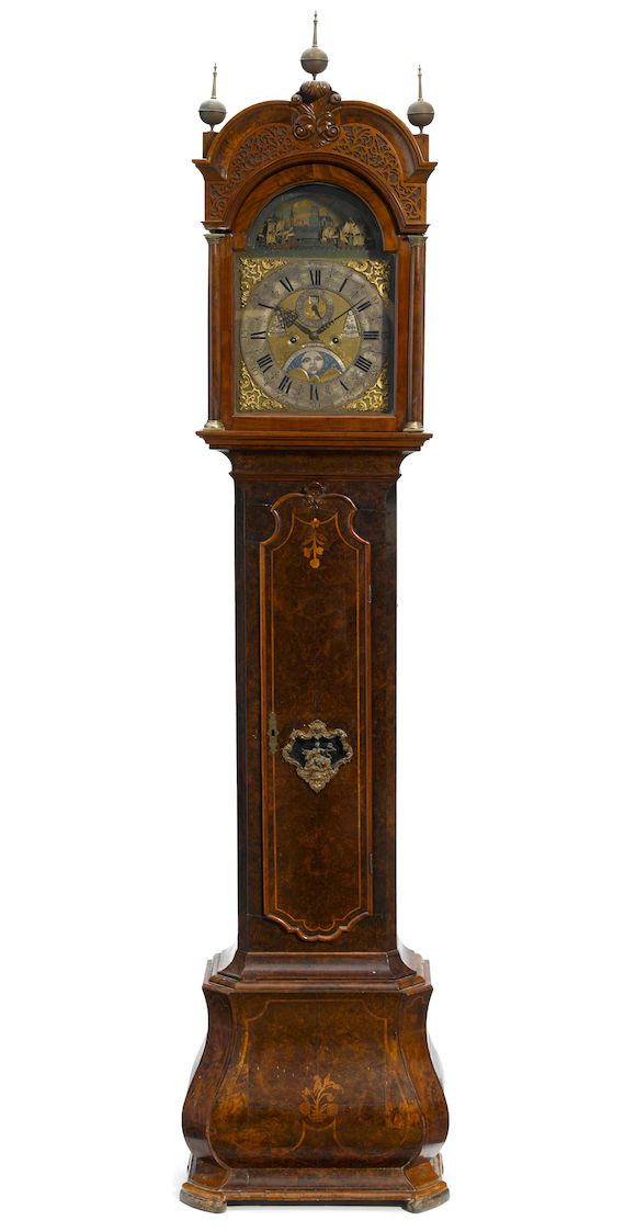 Bonhams A Dutch marquetry inlaid gilt bronze mounted walnut tallcase clock Pieter Bramer