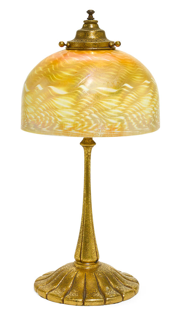 Bonhams : A Tiffany Studios Favrile glass and gilt bronze desk lamp ...