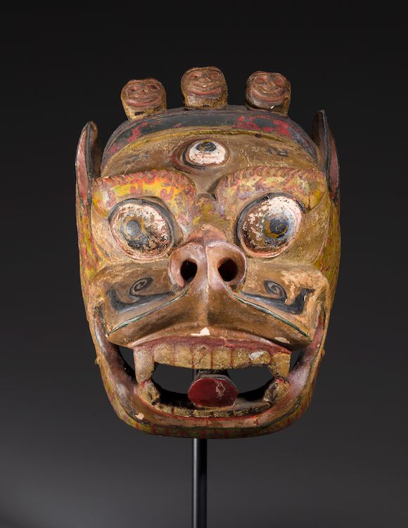 Bone Ritual Mask Bonhams : A polychromed wood ritual mask Tibet, before 1937