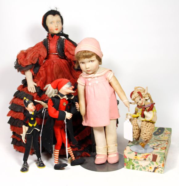 A Lenci felt character lady doll of Columbina