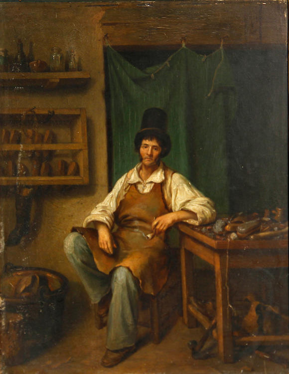 Bonhams : Continental School, 19th Century A Cobbler In His Shop 12 3 4 