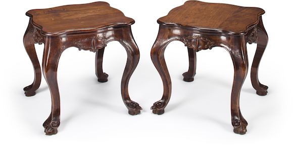 Bonhams : A pair of Brazilian or Portuguese Rococo carved rosewood low ...