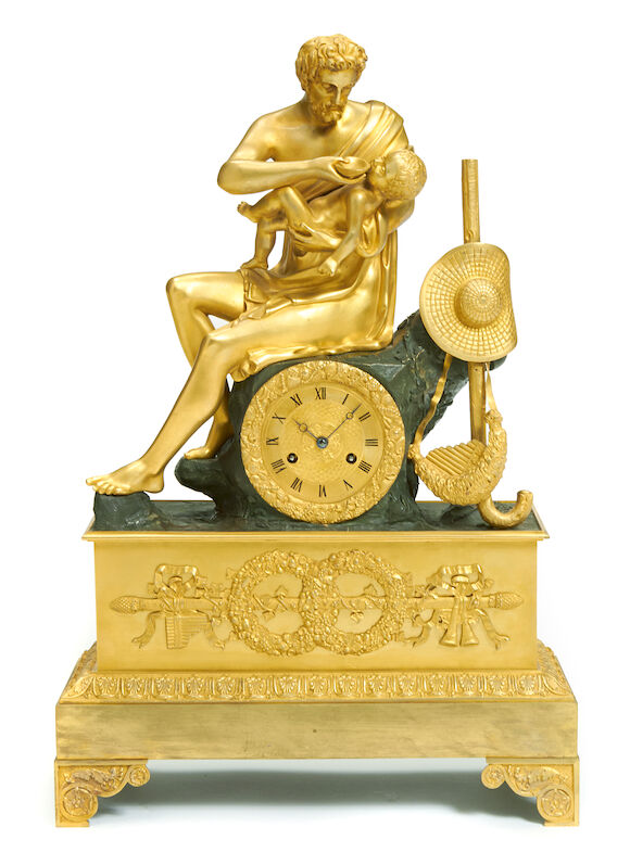 Bonhams : An Empire gilt and patinated bronze mantel clock early 19th ...