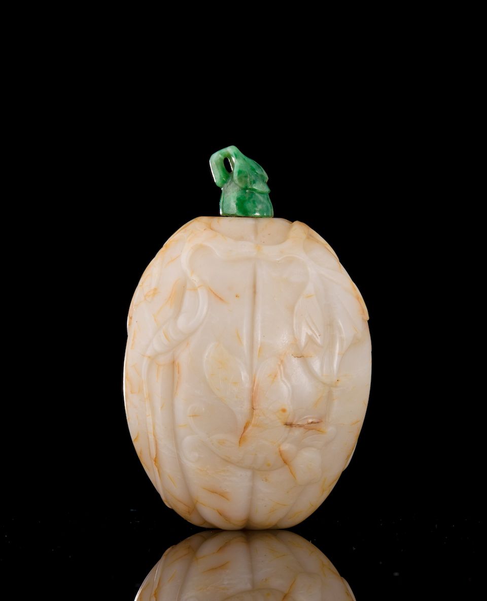 Bonhams A jade melonform snuff bottle 17801850