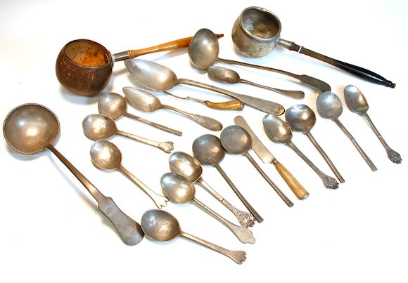 Bonhams : A group of Continental pewter utensils 18th/19th century
