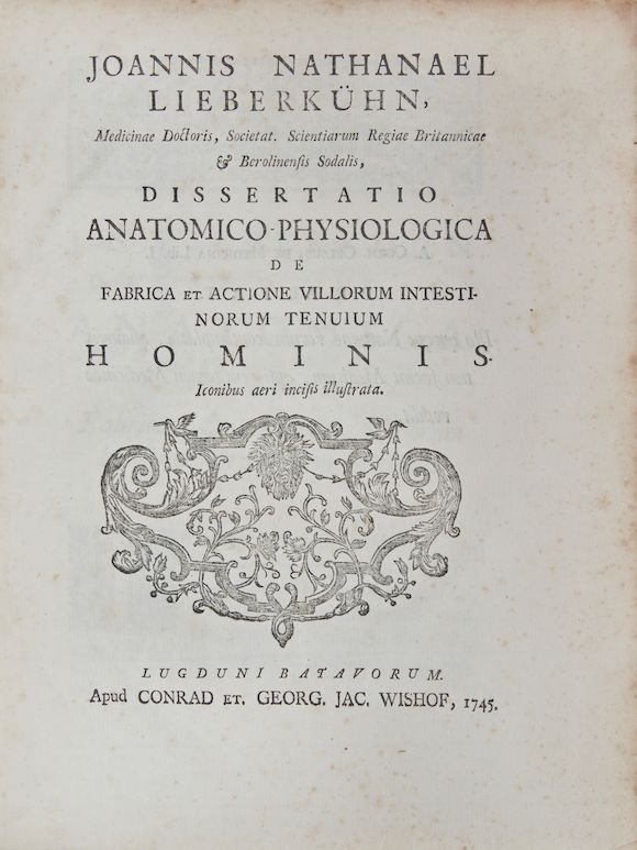 Bonhams LIEBERKÜHN, JOHANN NATHANAEL. 17111756. Dissertatio