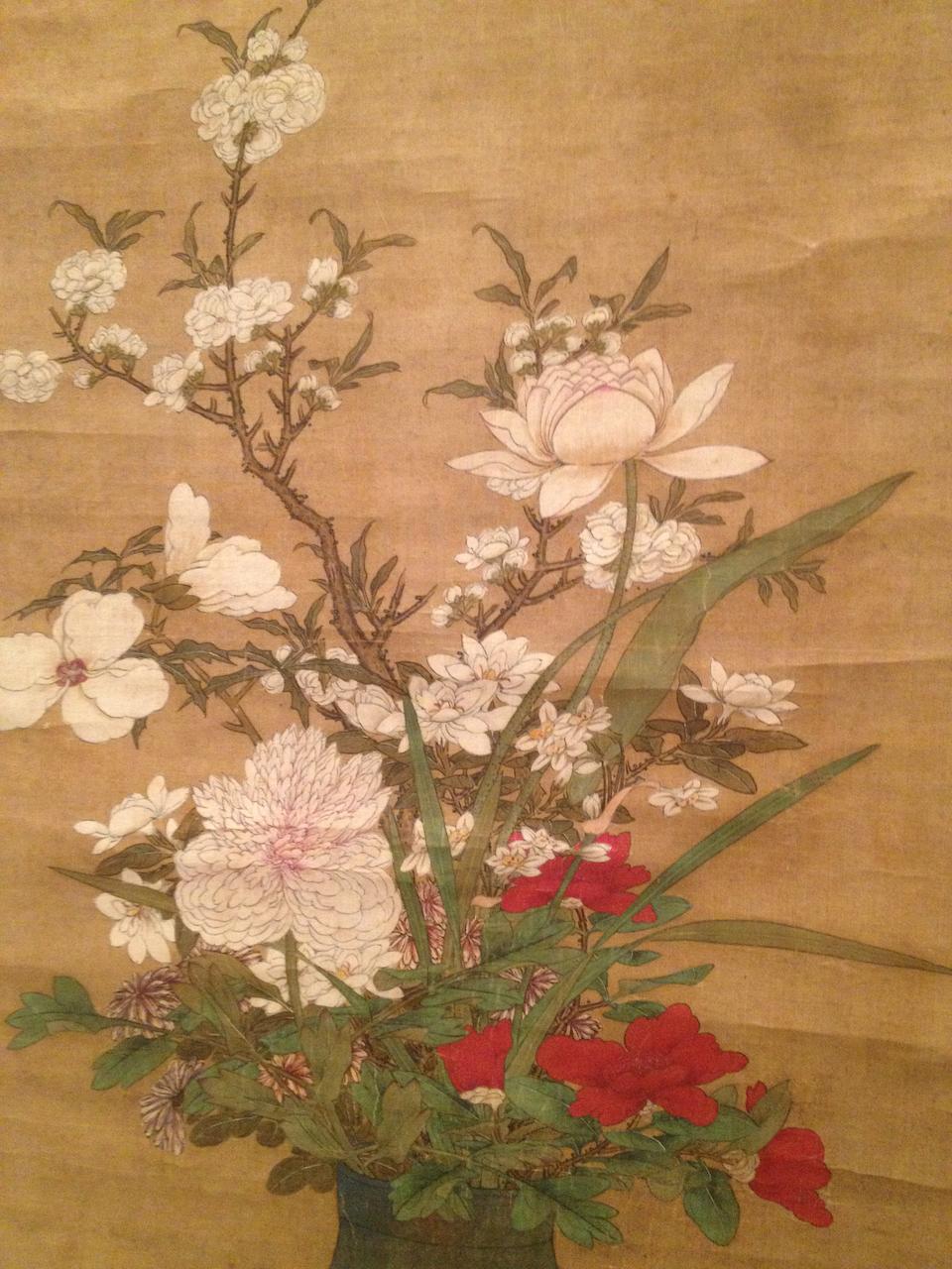 Bonhams : Lan Ying (1585- c.1664) Flowers in a Bronze Hu, 1656