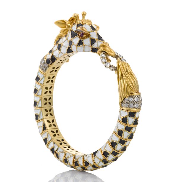 Giraffe Bangle Bracelet Enamel - Turquoise