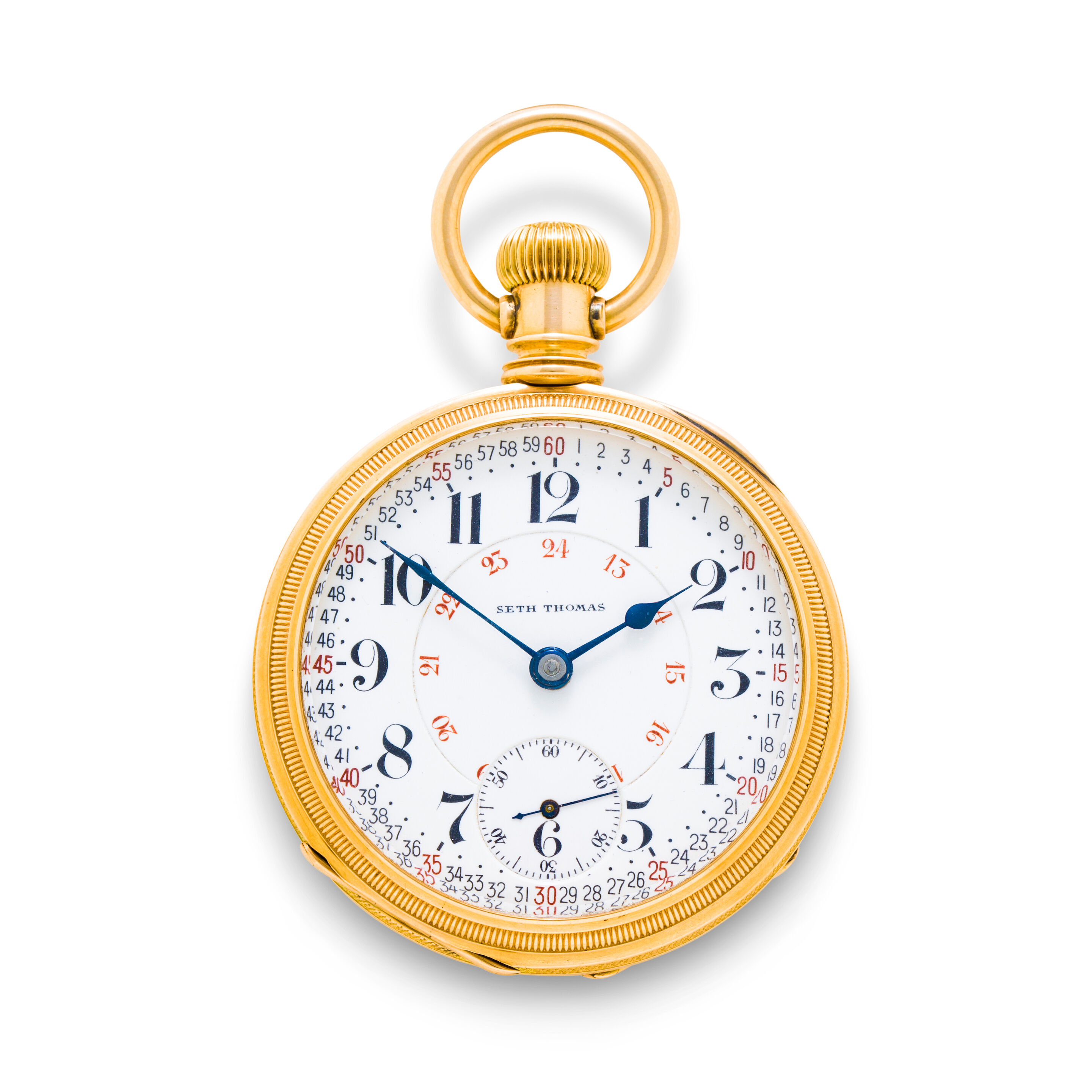Seth Thomas. A very fine engraved gold railroad watchMaiden Lane