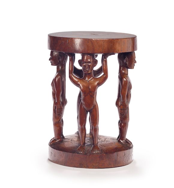 Bonhams A Carved Hardwood Stool Philippines, 20th Century