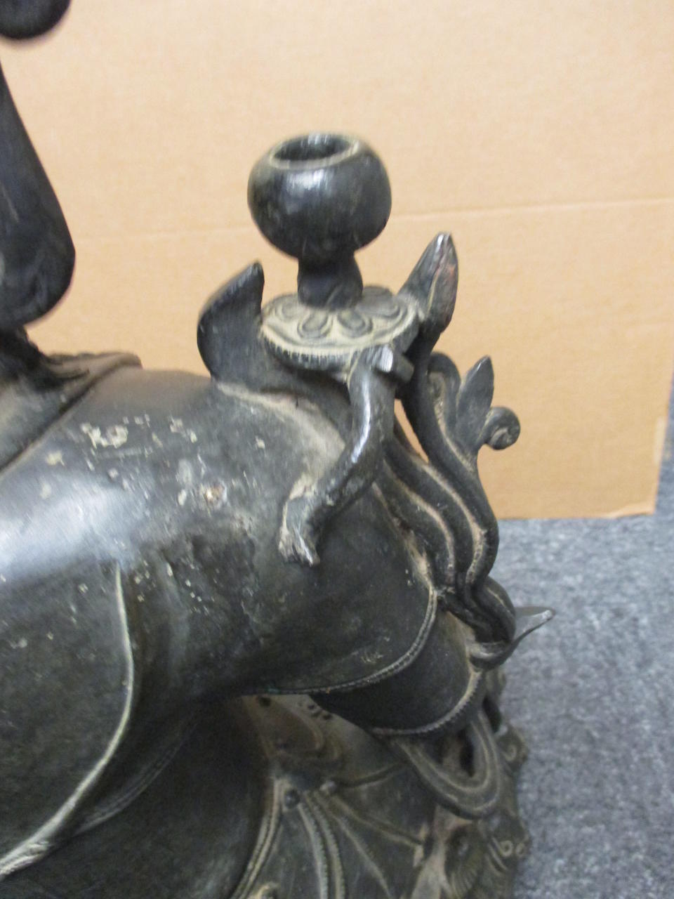 Bonhams : A fine cast bronze seated Buddhist deity 28in (71.2cm) high