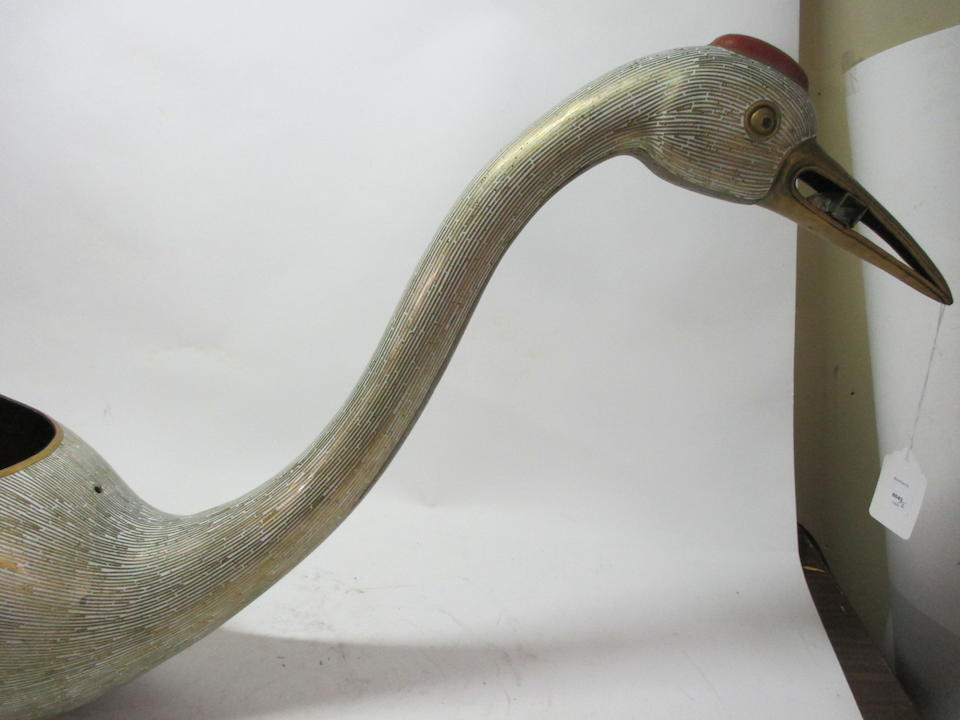 Bonhams : A massive pair of cloisonné enameled metal cranes 20th century