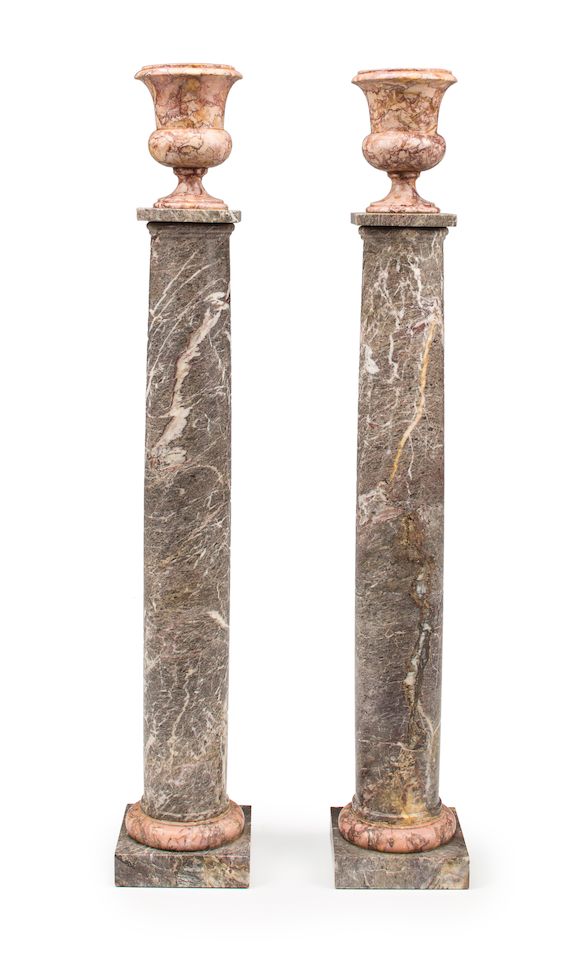 Bonhams : A pair of Continental Neoclassical style grey and pink marble ...