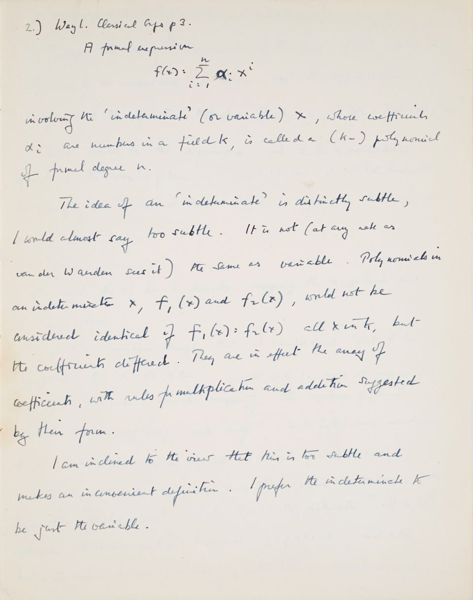 TURING, ALAN MATHISON. 1912-1954. Composition notebook.