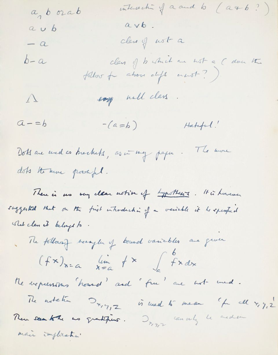 TURING, ALAN MATHISON. 1912-1954. Composition notebook.