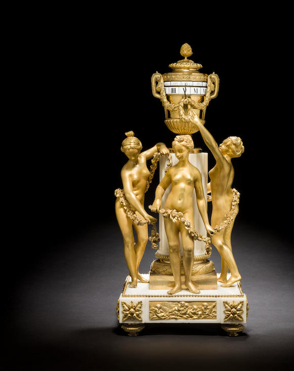 Bonhams : A fine gilt bronze and white marble Louis XVI-style Three ...
