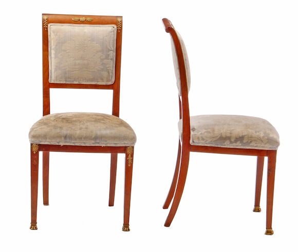 Bonhams : A set of four Empire style gilt metal mounted mahogany side ...