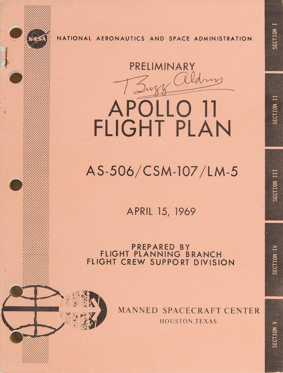 Bonhams Apollo 11 Final Flight Plansigned National Aeronautics And