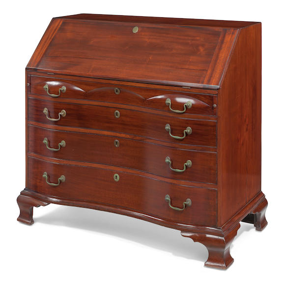 Bonhams : A Chippendale mahogany reverse-serpentine slant-lid desk ...