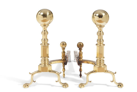 Bonhams Two Pairs Of American Style Ball Top Andirons 19th Century 