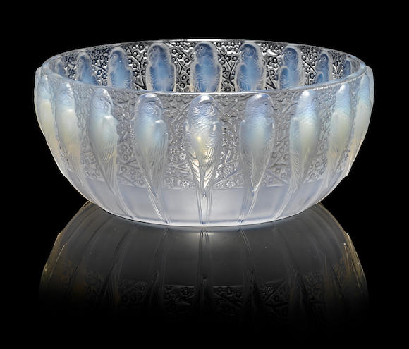 Bonhams : A René Lalique opalescent glass bowl Perruches (Marcilhac 419 ...